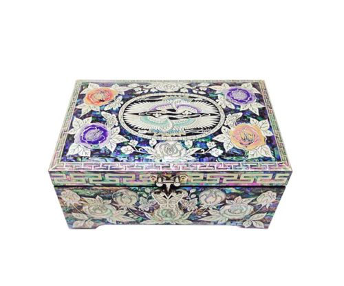 Double Cranes & Peonies Jewelry Box