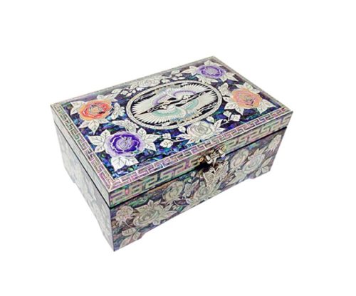 Double Cranes & Peonies Jewelry Box - Image 3
