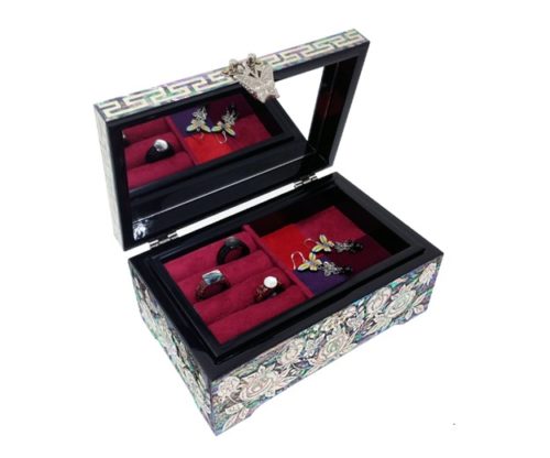 Double Cranes & Peonies Jewelry Box - Image 4