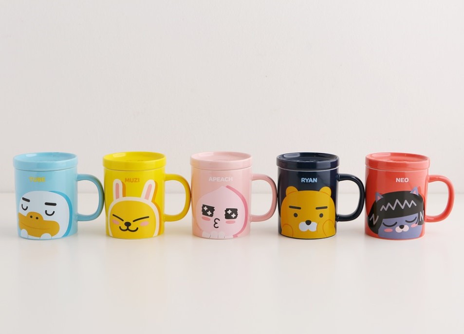 Kakao Friends Glass Mug and Two Paper Coasters Set Apeach