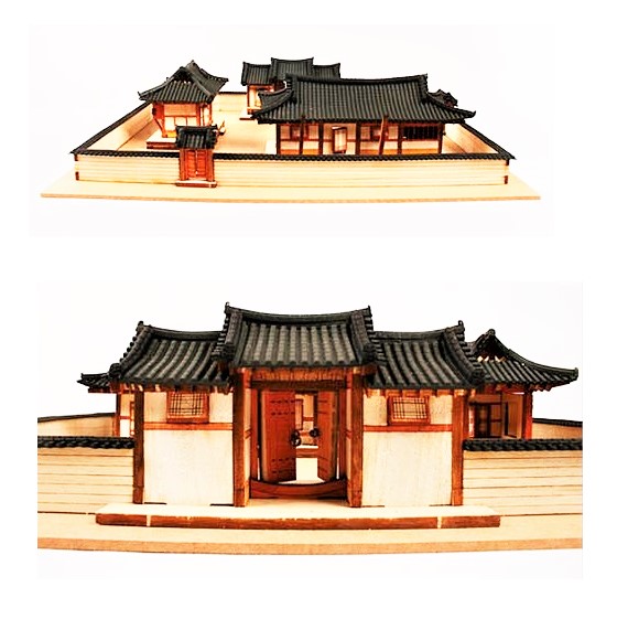 Korea Traditional Tile-roofed House YM605 Ho Series Wooden Model Kit 