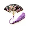 Mother of Pearl Fan Bookmark - Peony Garden (Black)