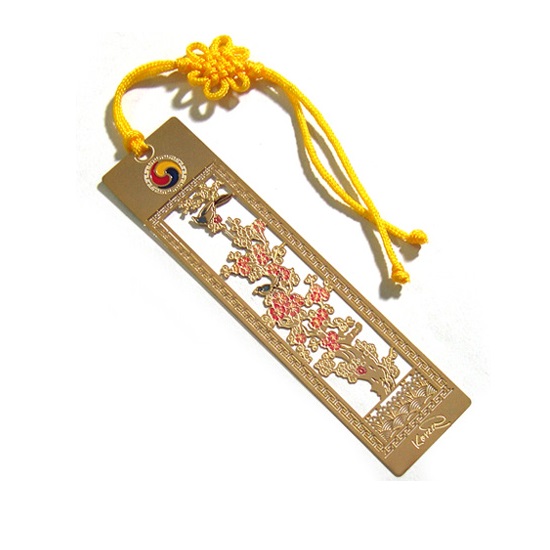 Metal Bookmark - Apricot Blossoms & Bird