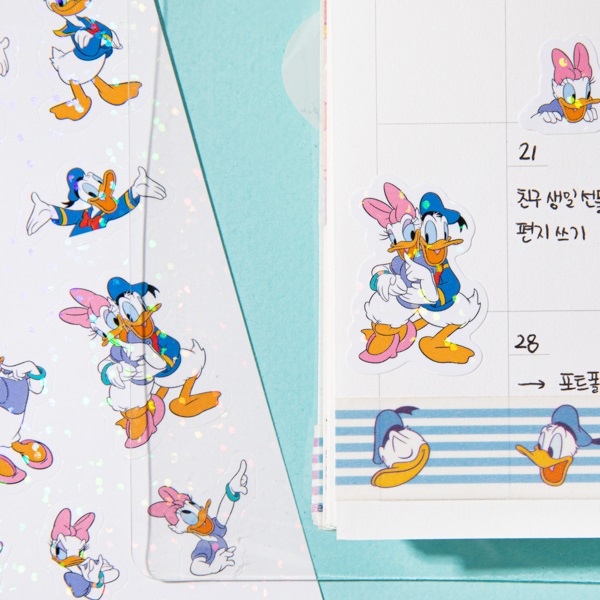 Disney] Deco Sparkly Stickers - Donald & Daisy Duck - Arts & Crafts Korea