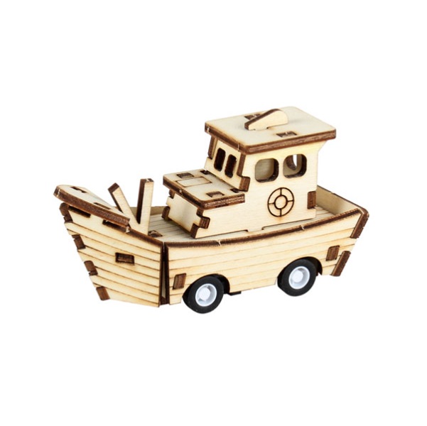 Wooden Pull-back Toy Kit - Baby Fishing Boat - Arts & Crafts Korea